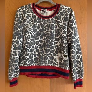 Pam & Gela Leopard Print Sweatshirt with Red Trim